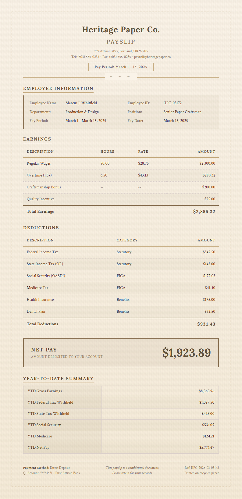 Paper Texture Payslip